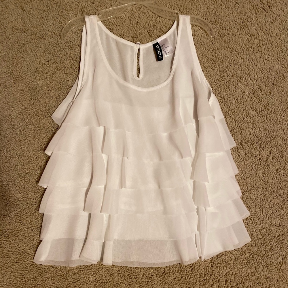 Divided White ruffle Top. Perfect condition.
